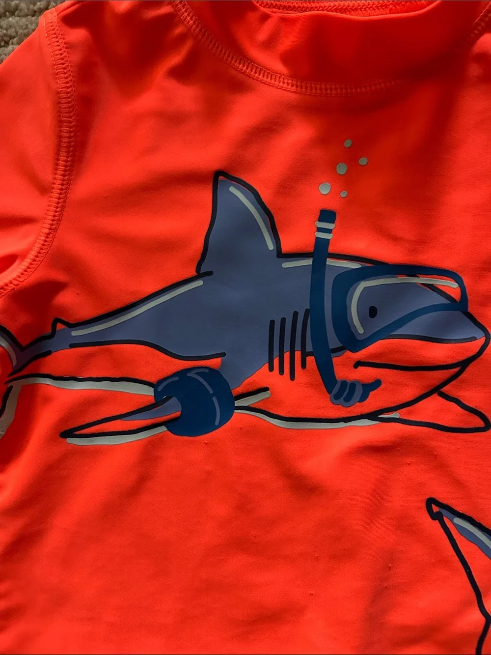 Kids Orange & Blue Shark Rash Guard Swim Set